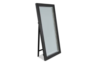 Full-length rectangular wall mirror with a dark gray wooden frame, suitable for home or office decor and dressing areas.