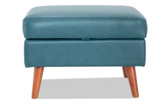 Bettie Teal Faux Leather Storage Ottoman