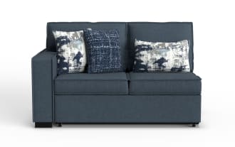 Playmax Denim Left Arm Facing Storage Loveseat with USB & USB-C Ports