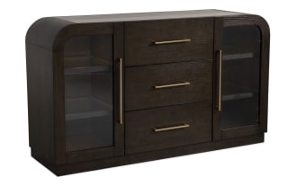 Luxe Brown & Beige Marble 3 Drawer Server