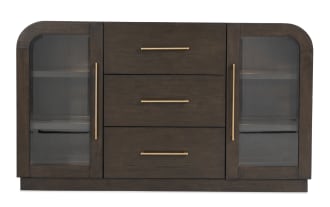 Luxe Brown & Beige Marble 3 Drawer Server