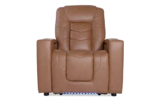 Replay Cognac Leather Bluetooth Audio Power Recliner