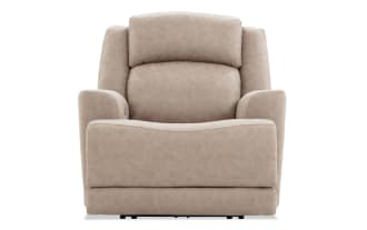Zeus Beige Power Recliner with Power Headrest