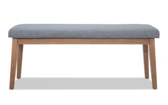 Elm Natural & Light Gray Upholstered Dining Bench
