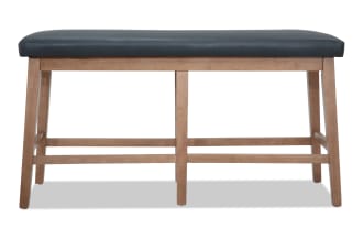 Elm Natural & Gray Faux Leather Upholstered Counter Height Dining Bench
