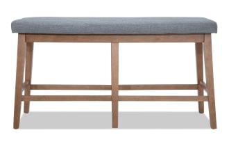 Elm Natural & Light Gray Upholstered Counter Height Dining Bench