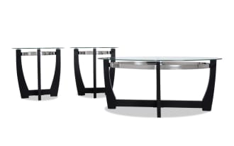 Mirage Black Oval Coffee & 2 End Table Set