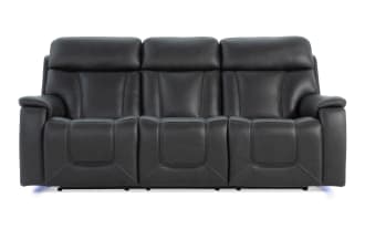 Showcase Black Leather 89'' Immersive Audio Power Reclining Sofa