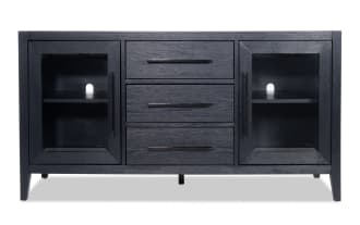 Villa 60'' Black Fully Assembled Storage TV Stand