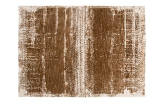Tawny 8' x 10' brown abstract rug with transitional style, featuring soft polyester fabric and Bob-O-Pedic Memory Foam for plush comfort.