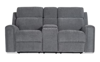 Athens Gray 75'' Power Reclining Console Loveseat with Power Headrest