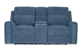 Athens Blue 75'' Power Reclining Console Loveseat with Power Headrest