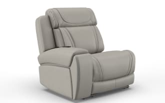 Dynamic Gray Leather Left Arm Facing Power Recliner with Power Headrest