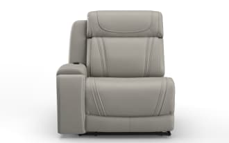 Dynamic Gray Leather Left Arm Facing Power Recliner with Power Headrest