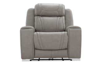 Dynamic Gray Leather Power Recliner with Power Headrest