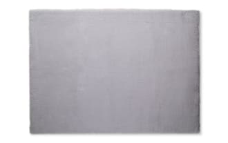 Soft, plush light gray area rug with a smooth, even texture, ideal for modern living room or bedroom decor.