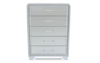 Shimmer Silver 5 Drawer Lift-Top Chest