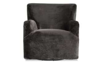 Teddy Espresso Fur Swivel Accent Chair