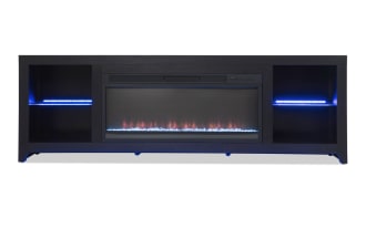 Cosmopolitan 85'' Black Fully Assembled Electric Fireplace and TV Stand