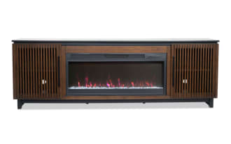 Havana 86'' Black & Brown Fully Assembled Electric Fireplace and TV Stand