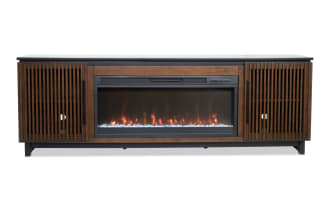 Havana 86'' Black & Brown Fully Assembled Electric Fireplace and TV Stand