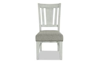 Beaumont White & Beige Ladder Back Upholstered Dining Chair