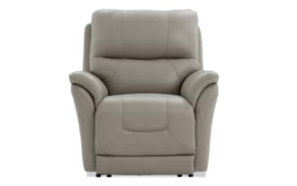 Blitz Gray Leather Power Recliner with Power Headrest
