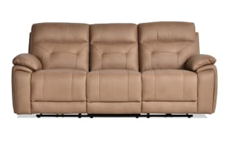 Sedona Beige Leather Power Reclining 87'' Sofa with Power Headrest