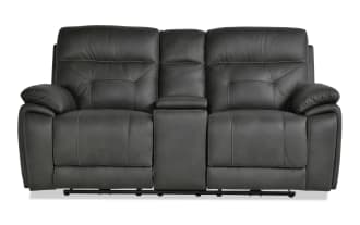 Sedona Charcoal Leather Power Reclining 77'' Console Loveseat with Power Headrest