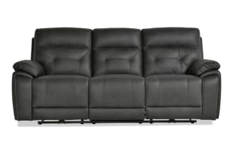 Sedona Charcoal Leather Power Reclining 87'' Sofa with Power Headrest