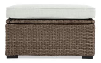 Oasis Natural & Brown Wicker Outdoor Bench with Storage