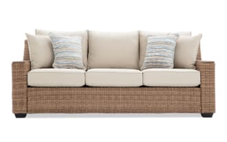 Palm Harbor Linen & Brown Wicker Outdoor Sofa