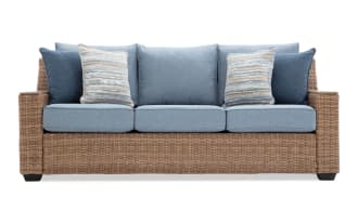 Palm Harbor Navy & Brown Wicker Outdoor Sofa