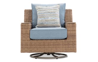Palm Harbor Navy & Brown Wicker Outdoor Swivel Chair