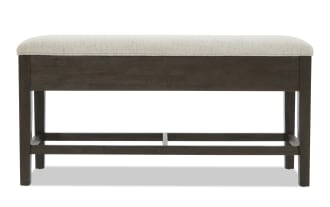 Encore Brown & Beige Upholstered Counter Height Storage Dining Bench