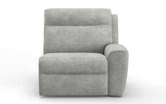 Bolt Gray Right Arm Facing Power Recliner with Power Headrest in gray polyester fabric, transitional style, plush cushioned seat and armrest, from Bolt collection.