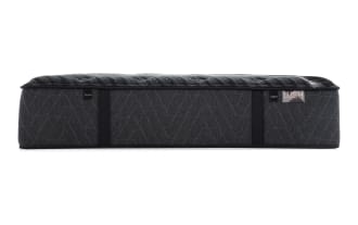 Lush 13'' Queen Dual Mattress in dark gray with quilted top, dual firmness labels, and reinforced black edge straps, from Lush collection.