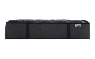 Lush 13'' Queen Plush Boxed Mattress in dark gray with quilted cooling cover, black trim, and side handles from the Lush collection.