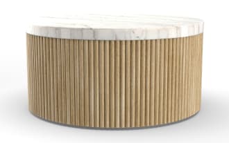 Delaney Natural & White Marble Round Coffee Table