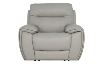 Illusion Gray Leather Power Recliner with Power Headrest