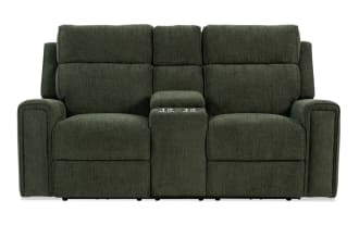 Athens Green 75'' Power Reclining Console Loveseat with Power Headrest