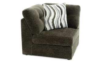 Contemporary Modular Bob® Forest Corner chair in green polyester fabric with plush cushions and memory foam, from the Modular Bob collection.