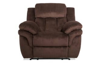 Brown plush fabric recliner chair with padded armrests and cushioned backrest, designed for maximum comfort and relaxation.