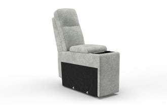 Modern gray fabric storage ottoman chair with cushioned backrest and lift-up seat for hidden compartment, ideal for small spaces.