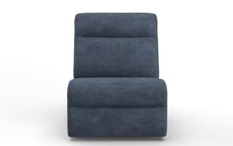Bolt Navy Armless Chair in blue polyester fabric with plywood frame, transitional style, featuring a cushioned back and seat for ergonomic comfort.