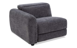 Dark gray upholstered left-arm corner sofa section with plush cushions and textured fabric, ideal for modern living room seating.
