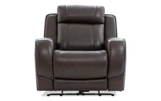 Tracker Brown Leather Power Recliner with Power Headrest