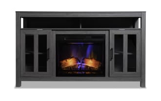 Brianna 59.5'' Gray Fully Assembled Electric Fireplace and TV Stand