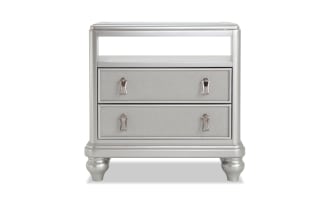 Diva II Platinum 2 Drawer Glass Top Nightstand