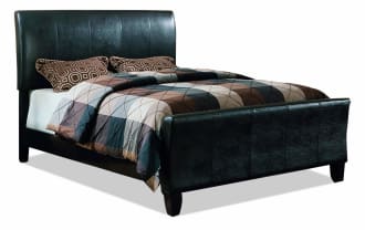 Jonathan Queen Dark Brown Upholstered Sleigh Bed